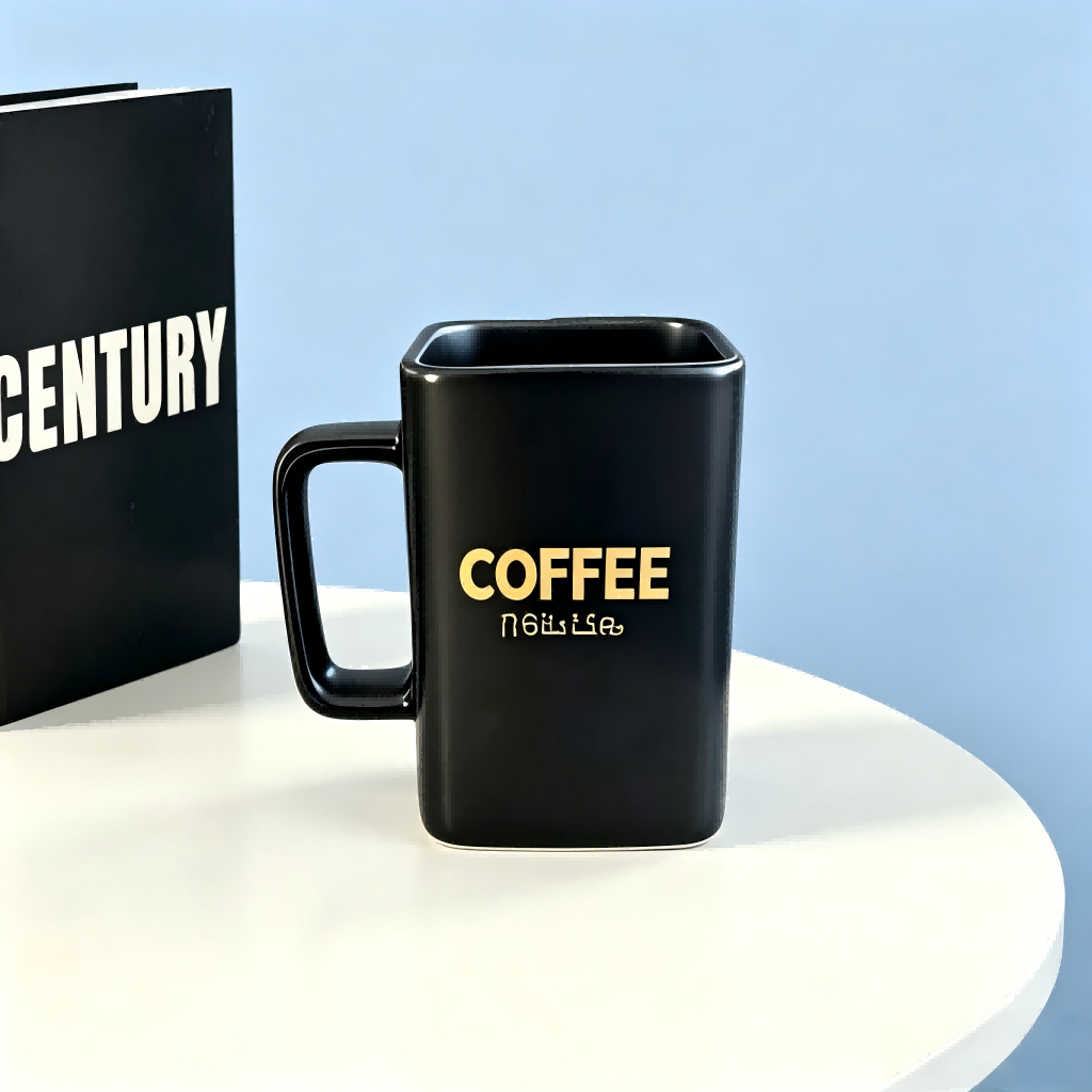 Taza de café de cerámica cuadrada con lámina dorada Taza de café de cerámica cuadrada con lámina dorada