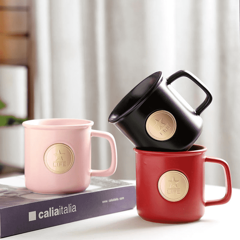 Taza de café de cerámica con tapa y cuchara Star LIFE