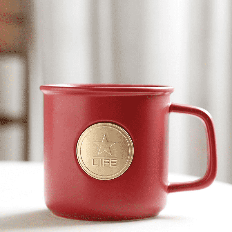 Taza de café de cerámica con tapa y cuchara Star LIFE