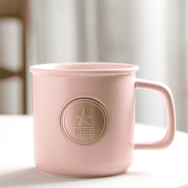 Taza de café de cerámica con tapa y cuchara Star LIFE Taza de café de cerámica con tapa y cuchara Star LIFE