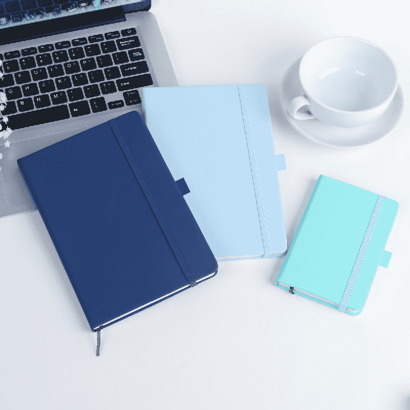 Cuaderno de negocios con banda elástica de cuero PU A5 con logotipo personalizado