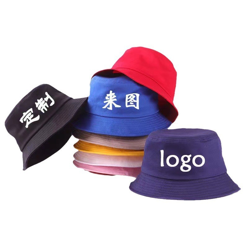 Sombrero de cubo de algodón en blanco con logotipo personalizado