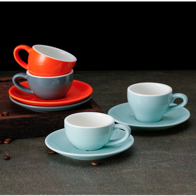 Juego de taza y platillo de café expreso de cerámica colorida Juego de taza y platillo de café expreso de cerámica colorida