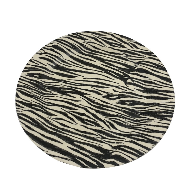 Plato de fibra de bambú con estampado de cebra Plato de fibra de bambú con estampado de cebra