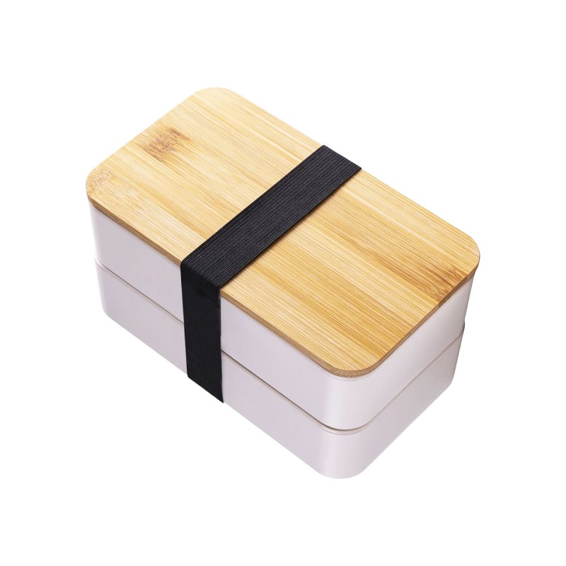 Juego de lonchera Bento con tapa de bambú de doble capa Juego de lonchera Bento con tapa de bambú de doble capa