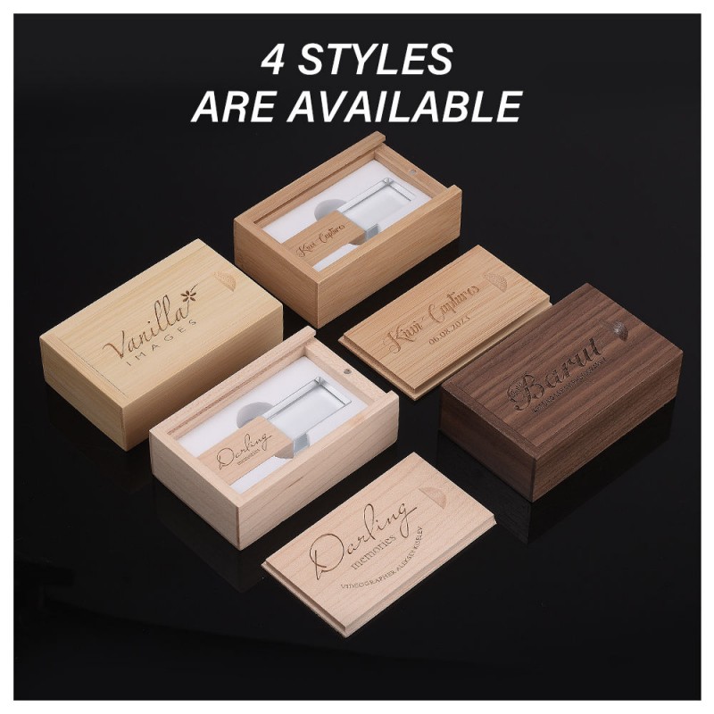 Unidad flash USB de madera de cristal personalizada