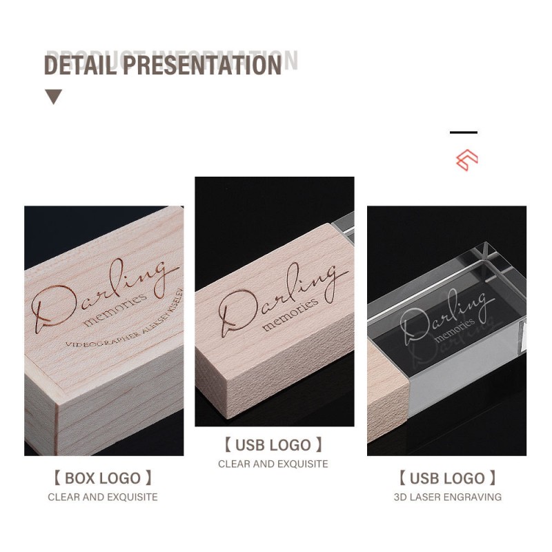 Unidad flash USB de madera de cristal personalizada