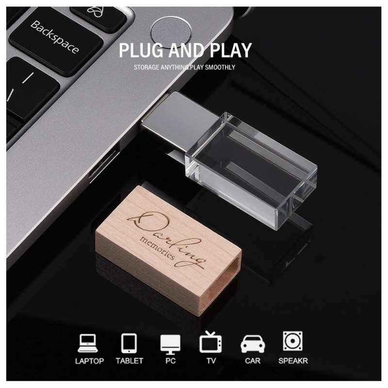 Unidad flash USB de madera de cristal personalizada Unidad flash USB de madera de cristal personalizada