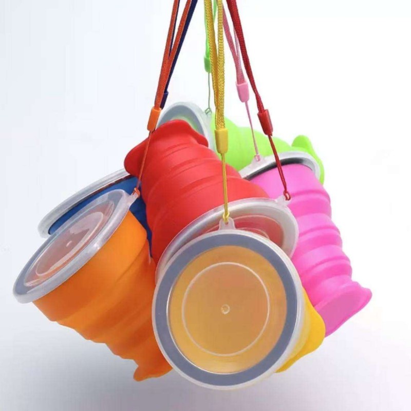 Taza de viaje de silicona plegable portátil