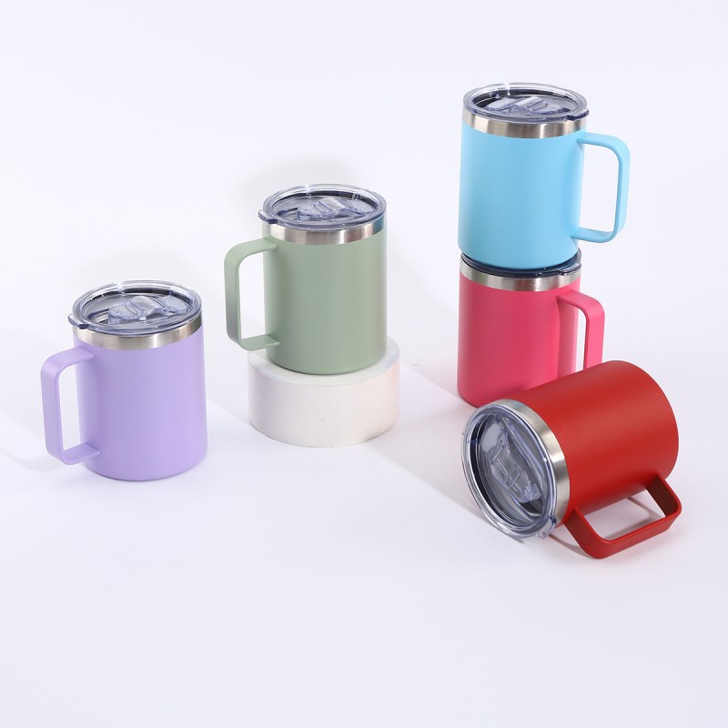Taza con mango aislado de acero inoxidable con logotipo personalizado Taza con mango aislado de acero inoxidable con logotipo personalizado