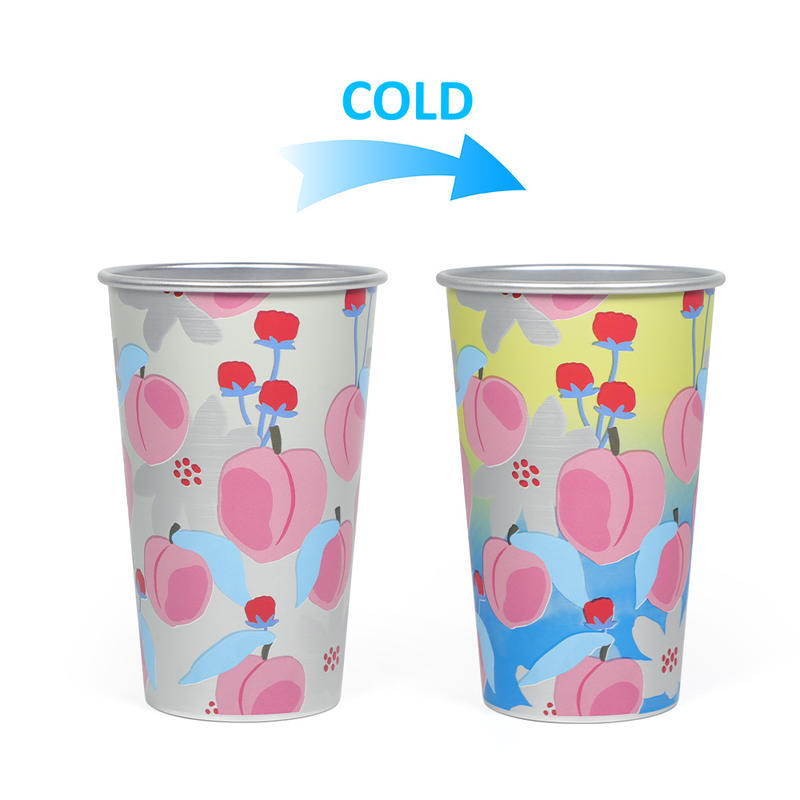 Vaso de fiesta reutilizable de aluminio que cambia de color de 470 ml Vaso de fiesta reutilizable de aluminio que cambia de color de 470 ml
