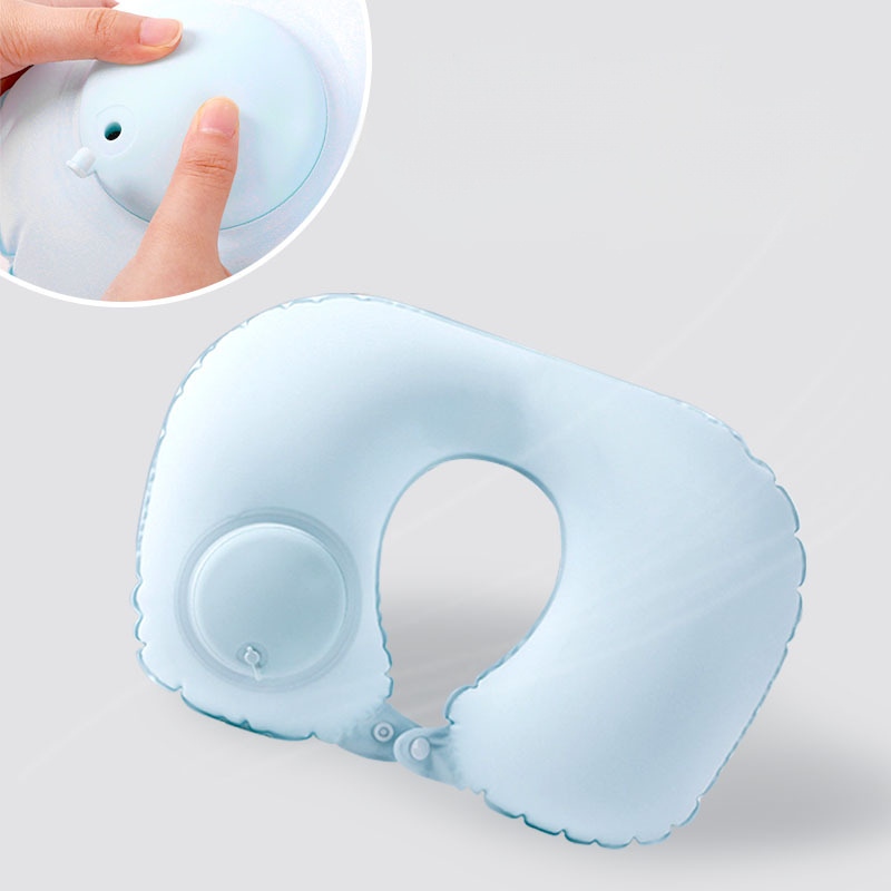 Almohada de viaje inflable automática con cuello en U