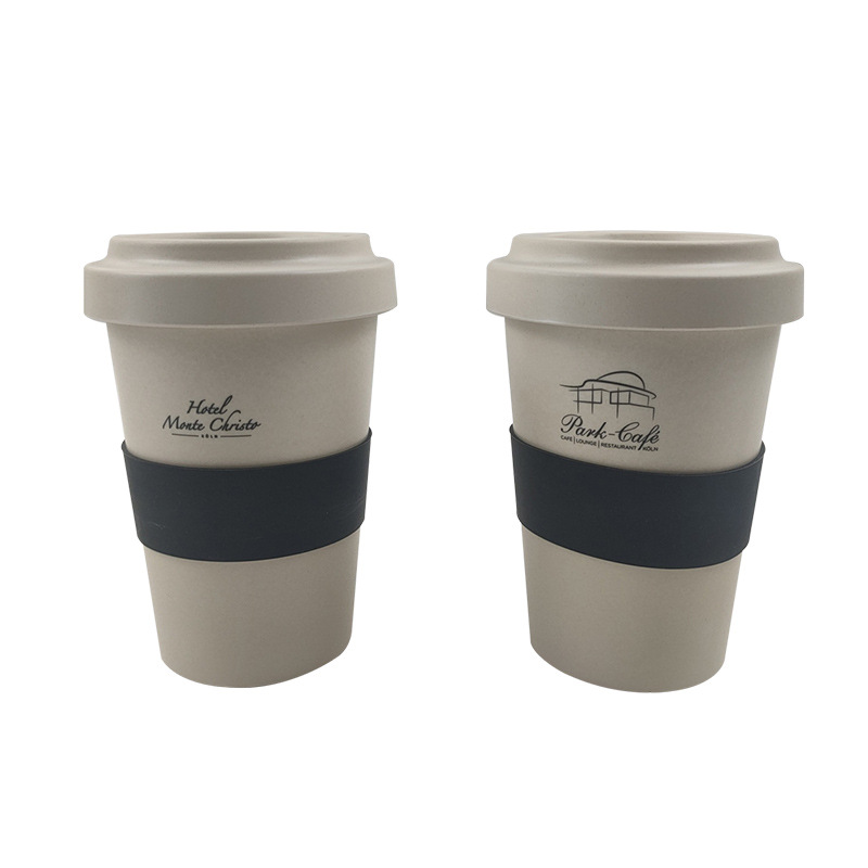 Taza de café reutilizable de fibra de bambú con tapa de bambú en polvo Taza de café reutilizable de fibra de bambú con tapa de bambú en polvo