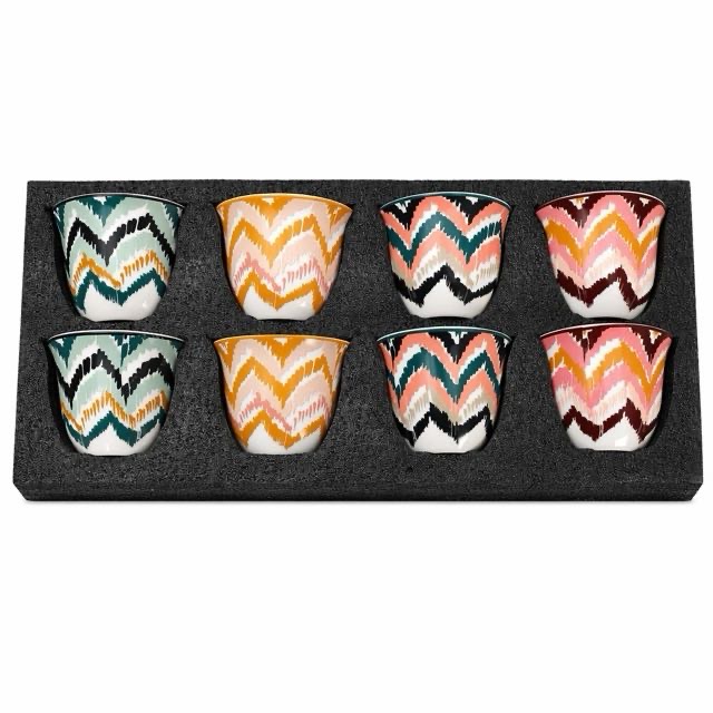 Juego de regalo de cerámica de la taza de té 8Pcs de la onda de Boho para el café expreso del té