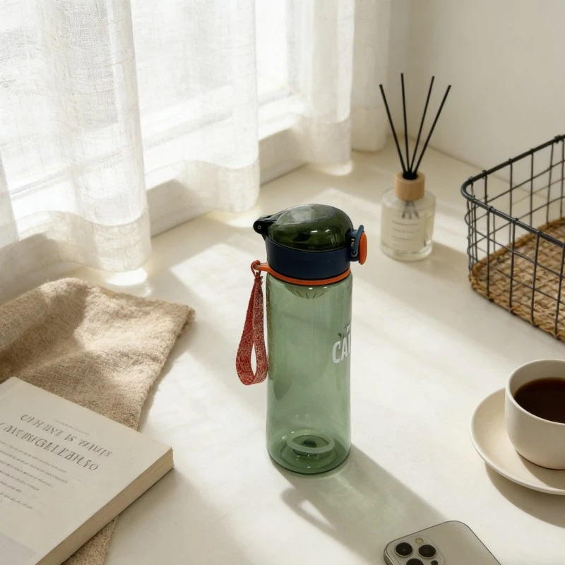 Taza de plástico con red de filtro de cubierta que rebota