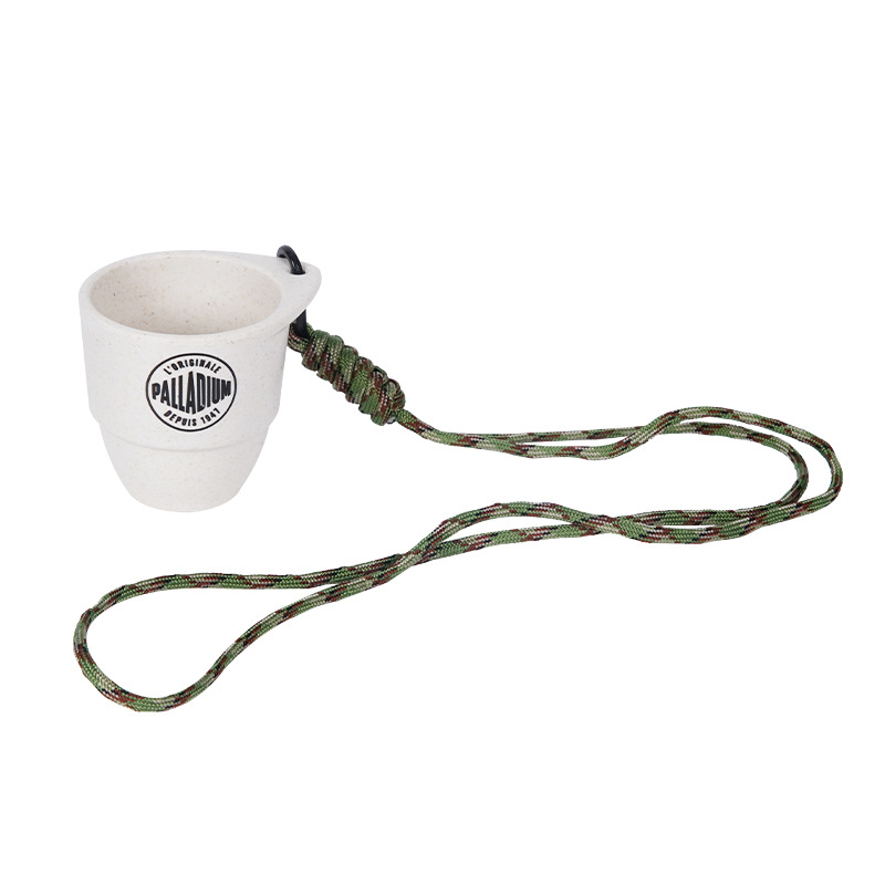 Mini taza de viaje al aire libre con cuello colgante de fibra de bambú personalizada Mini taza de viaje al aire libre con cuello colgante de fibra de bambú personalizada