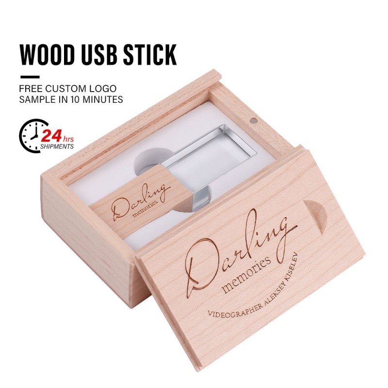 Unidad flash USB de madera de cristal personalizada