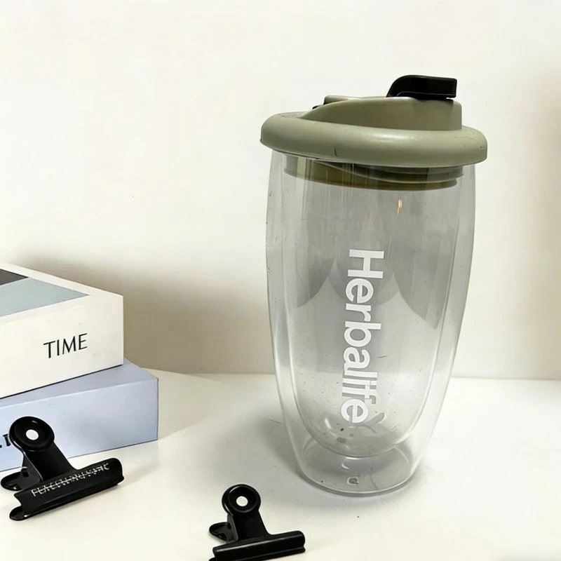 Coctelera nutricional de vidrio de doble pared personalizada