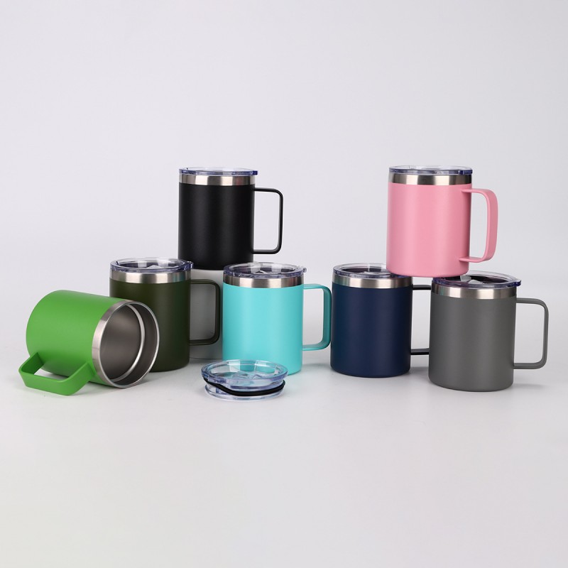 Taza con mango aislado de acero inoxidable con logotipo personalizado Taza con mango aislado de acero inoxidable con logotipo personalizado