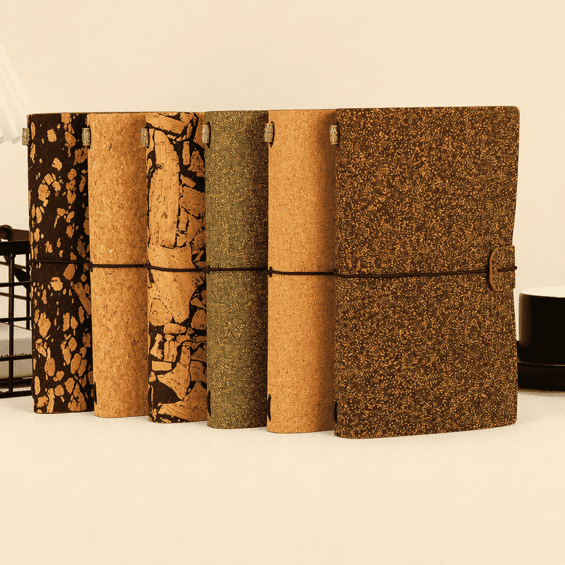 Cuaderno de viajeros ecológico con corcho, café, té molido