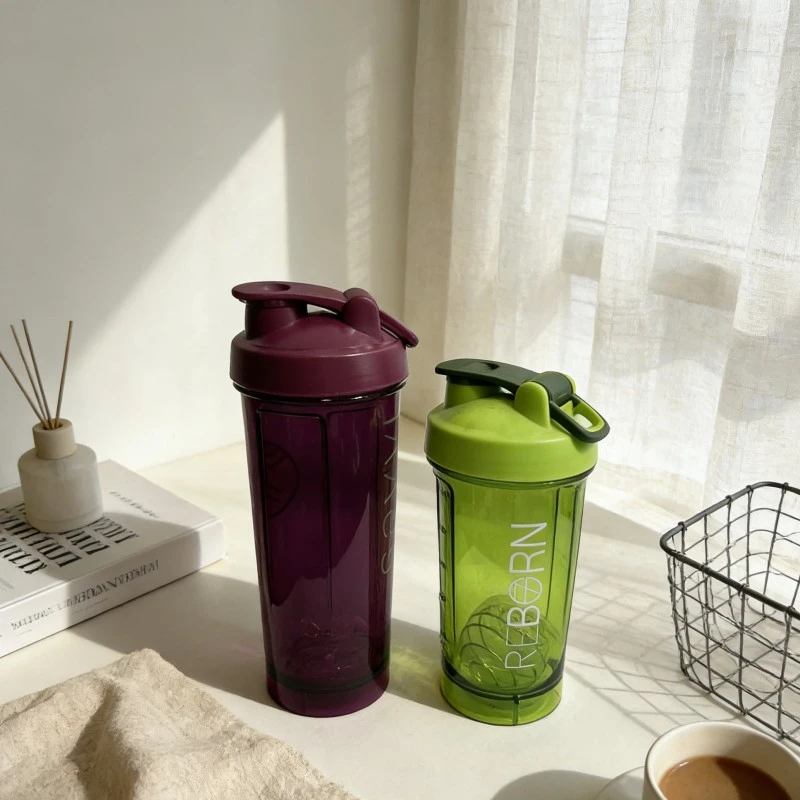 Botella de agua para agitar proteínas transparente Fitness