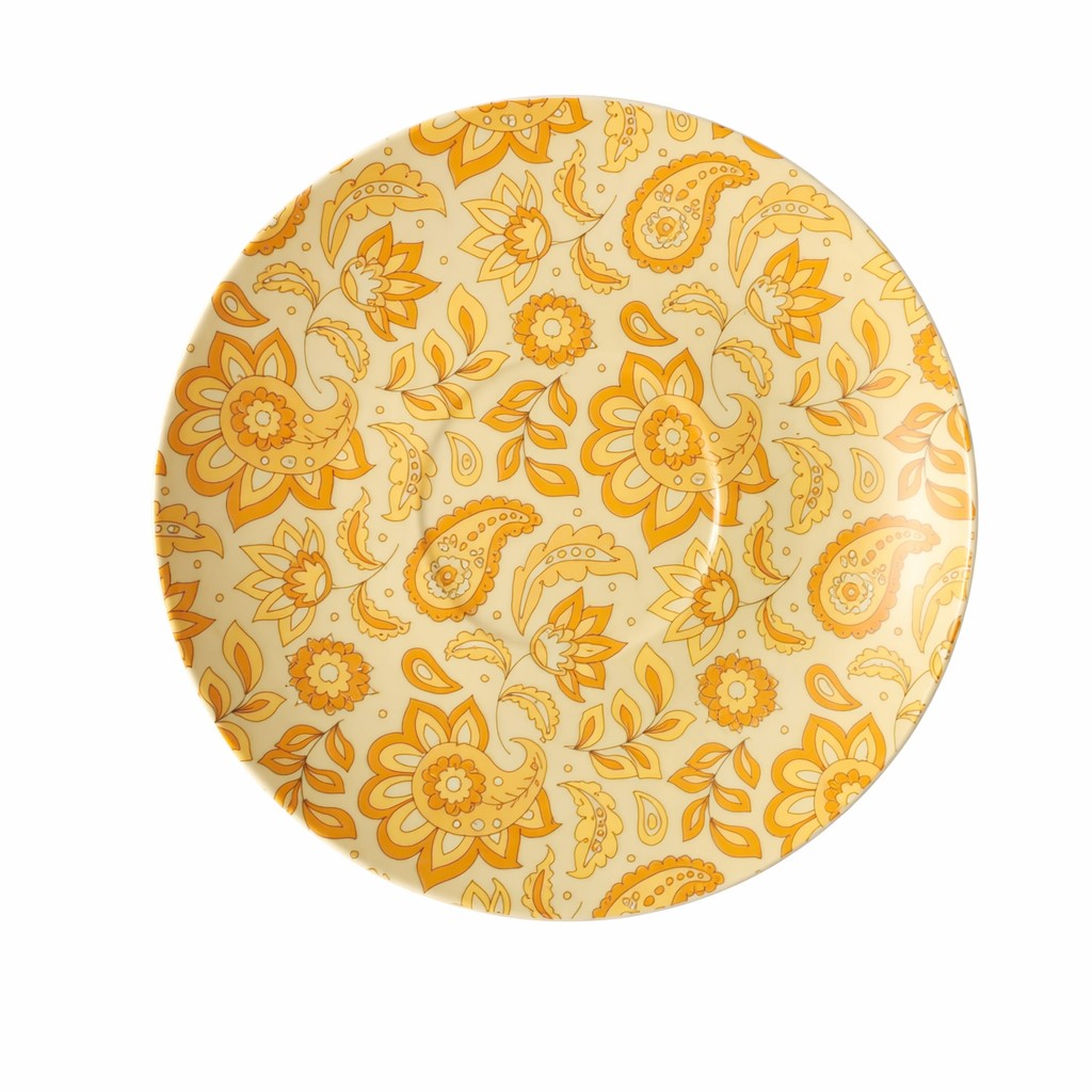 Taza de café de cerámica floral con platillo