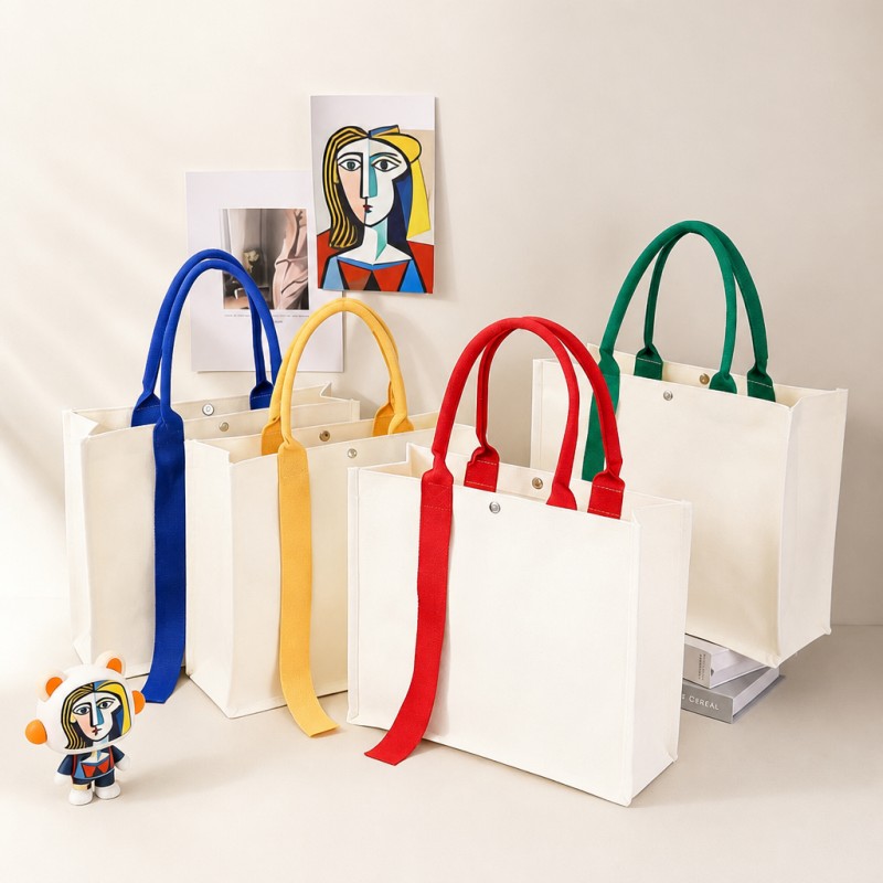 Bolsa de regalo personalizada de lona con asa en contraste