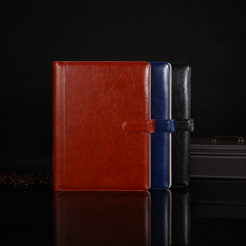 Carpeta de cartera de anillas A4 de cuero PU con calculadora Carpeta de cartera de anillas A4 de cuero PU con calculadora