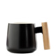 Taza de cerámica mate, mango de madera, tapa, cuchara, regalo para el hogar Taza de cerámica mate, mango de madera, tapa, cuchara, regalo para el hogar