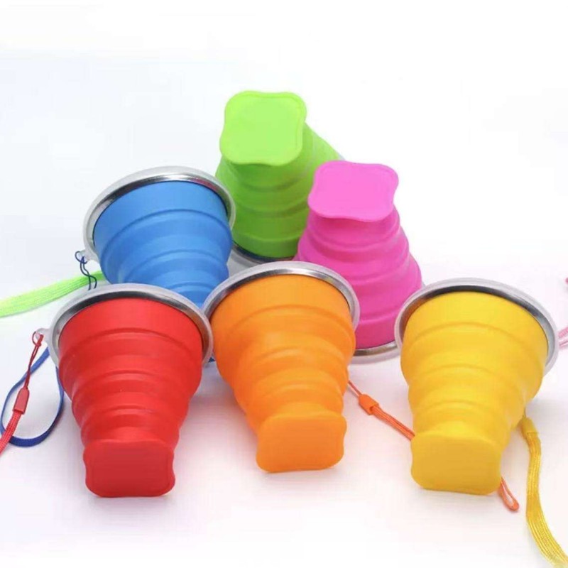 Taza de viaje de silicona plegable portátil