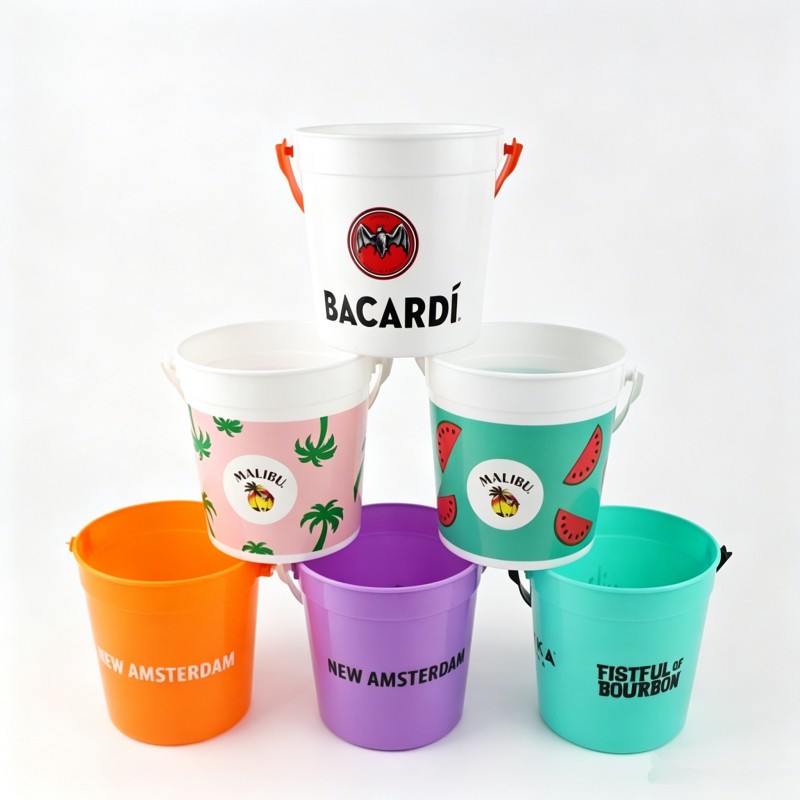 Cubo de hielo de plástico pequeño personalizado | Con mango Cubo de hielo de plástico pequeño personalizado | Con mango