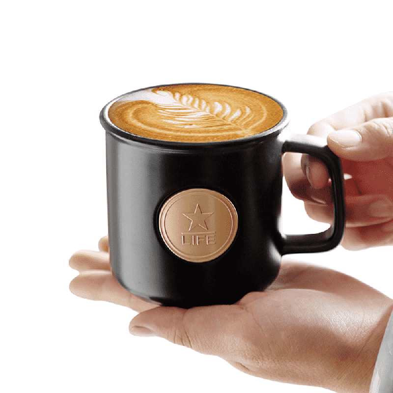 Taza de café de cerámica con tapa y cuchara Star LIFE