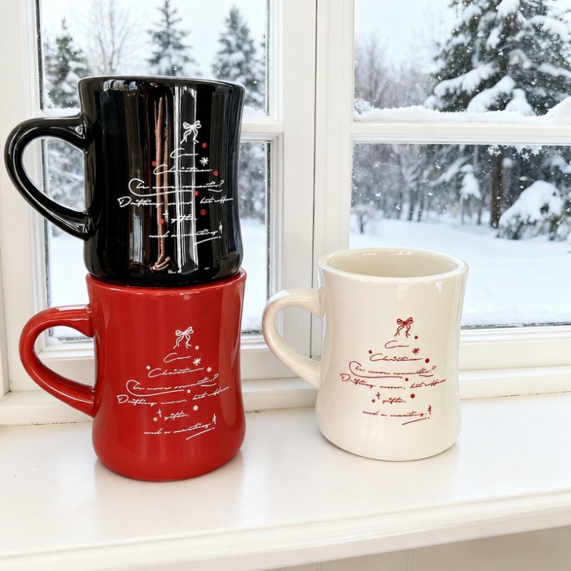 Taza de café de cerámica con logotipo personalizado en forma de cintura Taza de café de cerámica con logotipo personalizado en forma de cintura